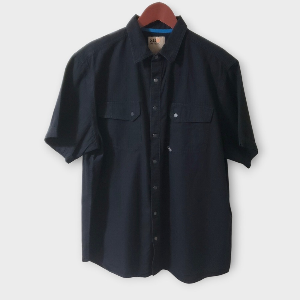 5.11 Tactical Mens Large Black Short Sleeve Snap Front Utility Work Shirt